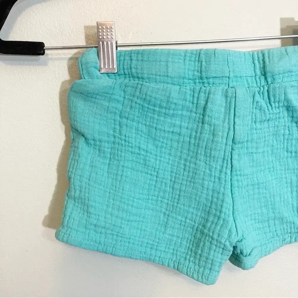 Cat & Jack Girls Cotton Elastic Drawcord Waist Pockets Pull-On Shorts‎ Teal 4T